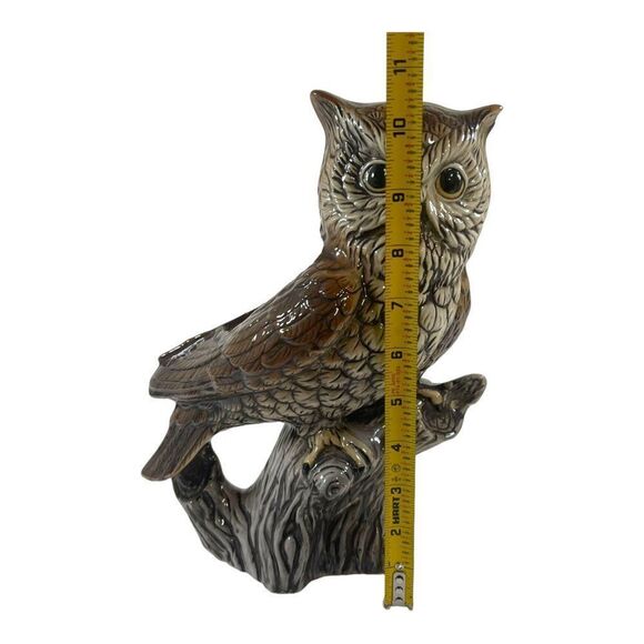 Vintage Great Plains Large Owl Planter Garden Statue 10" Wide Eyed Ceramic READ - Picture 5 of 7